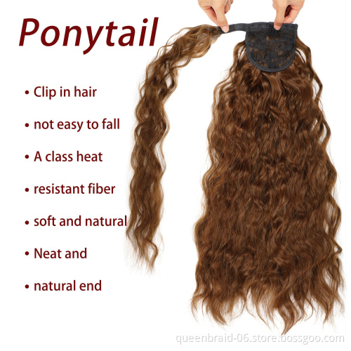 Curly Ponytail Natural Wrap On Clip Hair Extensions for Women False Hair Horse Tail Heat Resistant Synthetic Hair Piece